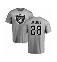 Football Oakland Raiders #28 Josh Jacobs Ash Name & Number Logo T-Shirt