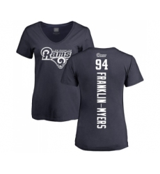 Football Women's Los Angeles Rams #94 John Franklin-Myers Navy Blue Backer T-Shirt