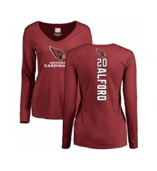 Football Women's Arizona Cardinals #20 Robert Alford Maroon Backer Long Sleeve T-Shirt