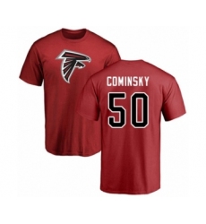 Football Atlanta Falcons #50 John Cominsky Red Name & Number Logo T-Shirt