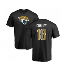 Football Jacksonville Jaguars #18 Chris Conley Black Name & Number Logo T-Shirt