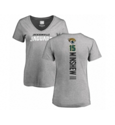 Football Women's Jacksonville Jaguars #15 Gardner Minshew II Ash Backer T-Shirt