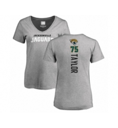 Football Women's Jacksonville Jaguars #75 Jawaan Taylor Ash Backer T-Shirt