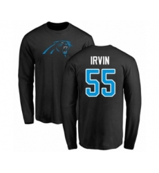 Football Carolina Panthers #55 Bruce Irvin Black Name & Number Logo Long Sleeve T-Shirt