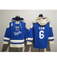 Men's Kansas City Royals #6 Lorenzo Cain Blue Ageless Must-Have Lace-Up Pullover Hoodie