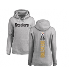 Football Women's Pittsburgh Steelers #66 David DeCastro Ash Backer Pullover Hoodie