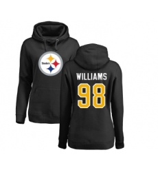 Football Women's Pittsburgh Steelers #98 Vince Williams Black Name & Number Logo Pullover Hoodie