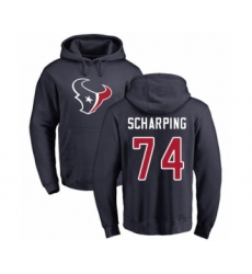 Football Houston Texans #74 Max Scharping Navy Blue Name & Number Logo Pullover Hoodie