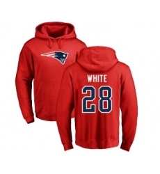 Football New England Patriots #28 James White Red Name & Number Logo Pullover Hoodie