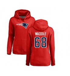 Football Women's New England Patriots #68 LaAdrian Waddle Red Name & Number Logo Pullover Hoodie