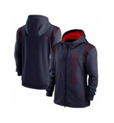 Men's New England Patriots 2021 Navy Sideline Team Performance Full-Zip Hoodie