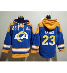 Men's Los Angeles Rams #23 Cam Akers 2022 Royal Super Bowl LVI Champions Pullover Hoodie