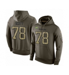 Football Los Angeles Chargers #78 Trent Scott Green Salute To Service Men's Pullover Hoodie