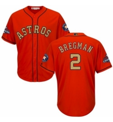 Men's Majestic Houston Astros #2 Alex Bregman Replica Orange Alternate 2018 Gold Program Cool Base MLB Jersey