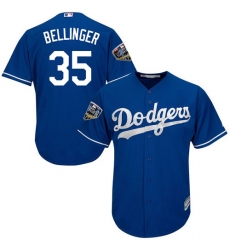 Youth Majestic Los Angeles Dodgers #35 Cody Bellinger Authentic Royal Blue Alternate Cool Base 2018 World Series MLB Jersey