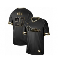 Men's Philadelphia Phillies #27 Aaron Nola Authentic Black Gold Fashion Baseball Jersey