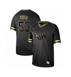 Men's Tampa Bay Rays #53 Alex Cobb Authentic Black Gold Fashion Baseball Jersey