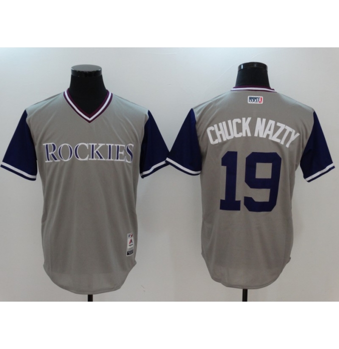 Men's Colorado Rockies #19 Charlie Blackmon Gray Baseball Jersey