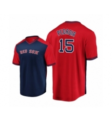 Women's  Boston Red Sox #15Dustin Pedroia Navy Red Iconic Player Majestic Jersey