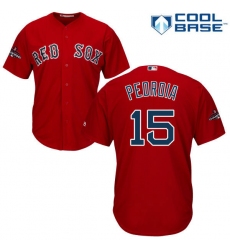 Youth Majestic Boston Red Sox #15 Dustin Pedroia Authentic Red Alternate Home Cool Base 2018 World Series Champions MLB Jersey