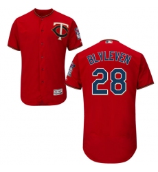 Men's Majestic Minnesota Twins #28 Bert Blyleven Authentic Scarlet Alternate Flex Base Authentic Collection MLB Jersey