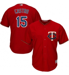 Men's Majestic Minnesota Twins #15 Jason Castro Replica Scarlet Alternate Cool Base MLB Jersey