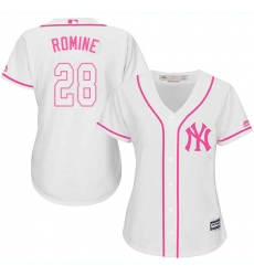 Women's Majestic New York Yankees #28 Austin Romine Replica White Fashion Cool Base MLB Jersey