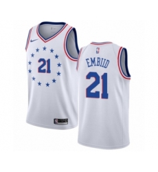 Women's Nike Philadelphia 76ers #21 Joel Embiid White Swingman Jersey - Earned Edition