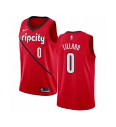 Men's Nike Portland Trail Blazers #0 Damian Lillard Red Swingman Jersey - Earned Edition