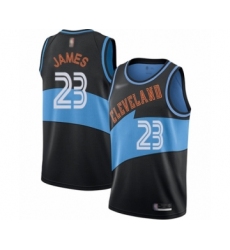 Men's Cleveland Cavaliers #23 LeBron James Authentic Black Hardwood Classics Finished Basketball Jersey