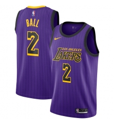 Youth Nike Los Angeles Lakers #2 Brandon Ingram  Purple stripe NBA Jersey