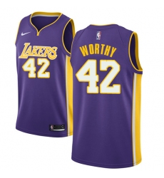 Youth Nike Los Angeles Lakers #42 James Worthy Swingman Purple NBA Jersey - Statement Edition