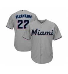 Men's Miami Marlins #22 Sandy Alcantara Replica Grey Road Cool Base Baseball Jersey