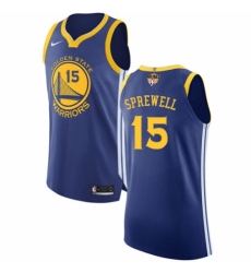 Men's Nike Golden State Warriors #15 Latrell Sprewell Authentic Royal Blue Road 2018 NBA Finals Bound NBA Jersey - Icon Edition