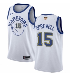 Men's Nike Golden State Warriors #15 Latrell Sprewell Authentic White Hardwood Classics 2018 NBA Finals Bound NBA Jersey