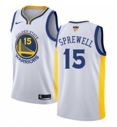 Youth Nike Golden State Warriors #15 Latrell Sprewell Authentic White Home 2018 NBA Finals Bound NBA Jersey - Association Edition