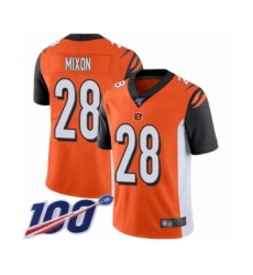 Men's Cincinnati Bengals #28 Joe Mixon Orange Alternate Vapor Untouchable Limited Player 100th Season Football Jersey Men's Cincinnati Bengals #28 Joe Mixon Orange Alternate Vapor Untouchable Limited Player 100th Season Football Jersey