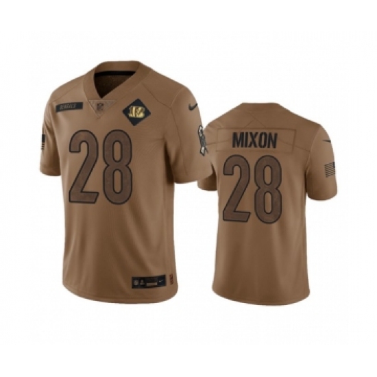 Men's Nike Cincinnati Bengals #28 Joe Mixon 2023 Brown Salute To Service Limited Football Stitched Jersey Men's Nike Cincinnati Bengals #28 Joe Mixon 2023 Brown Salute To Service Limited Football Stitched Jersey