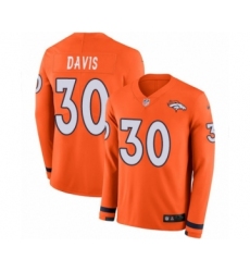 Youth Nike Denver Broncos #30 Terrell Davis Limited Orange Therma Long Sleeve NFL Jersey