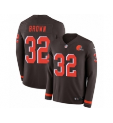 Youth Nike Cleveland Browns #32 Jim Brown Limited Brown Therma Long Sleeve NFL Jersey