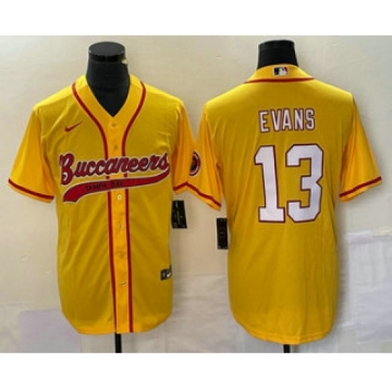 Men's Nike Tampa Bay Buccaneers #13 Mike Evans Gold Cool Base Stitched Baseball Jersey Men's Nike Tampa Bay Buccaneers #13 Mike Evans Gold Cool Base Stitched Baseball Jersey