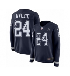 Women's Nike Dallas Cowboys #24 Chidobe Awuzie Limited Navy Blue Therma Long Sleeve NFL Jersey