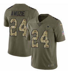 Youth Nike Dallas Cowboys #24 Chidobe Awuzie Limited Olive Camo 2017 Salute to Service NFL Jersey