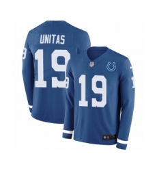 Men's Nike Indianapolis Colts #19 Johnny Unitas Limited Blue Therma Long Sleeve NFL Jersey